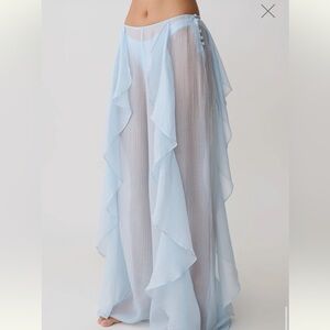 Kai Sheer Draped Ruffle Pant - Pale Blue MESHKI